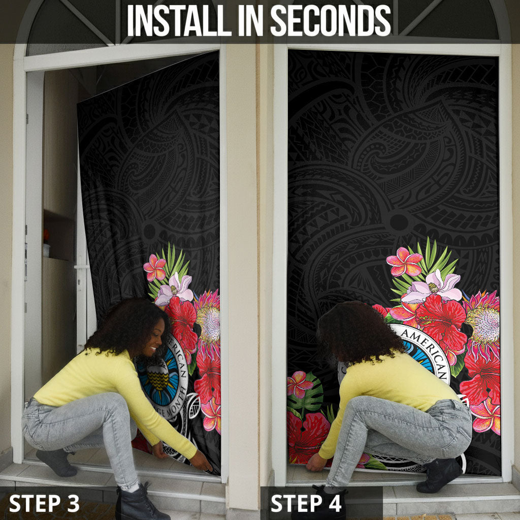 Caribbean American Heritage Month Door Cover Tropical Hibiscus Flower Tribal Tattoo