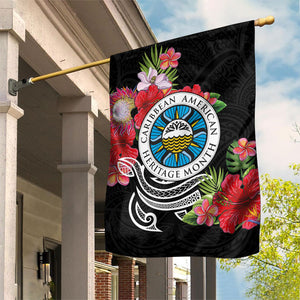Caribbean American Heritage Month Garden Flag Tropical Hibiscus Flower Tribal Tattoo