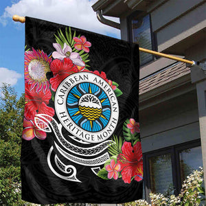 Caribbean American Heritage Month Garden Flag Tropical Hibiscus Flower Tribal Tattoo