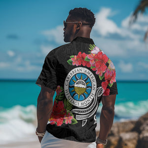 Caribbean American Heritage Month Hawaiian Shirt Tropical Hibiscus Flower Tribal Tattoo