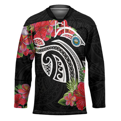 Caribbean American Heritage Month Hockey Jersey Tropical Hibiscus Flower Tribal Tattoo