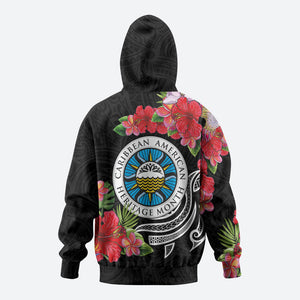 Caribbean American Heritage Month Hoodie Tropical Hibiscus Flower Tribal Tattoo