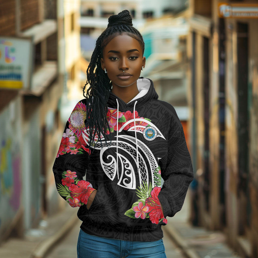 Caribbean American Heritage Month Hoodie Tropical Hibiscus Flower Tribal Tattoo