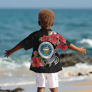 Caribbean American Heritage Month Kid Hawaiian Shirt Tropical Hibiscus Flower Tribal Tattoo