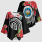 Caribbean American Heritage Month Kimono Sleeve Blouse Tropical Hibiscus Flower Tribal Tattoo