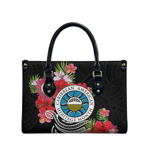 Caribbean American Heritage Month Leather Bag Tropical Hibiscus Flower Tribal Tattoo