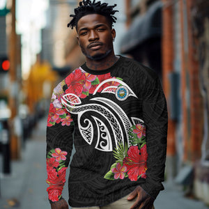 Caribbean American Heritage Month Long Sleeve Shirt Tropical Hibiscus Flower Tribal Tattoo