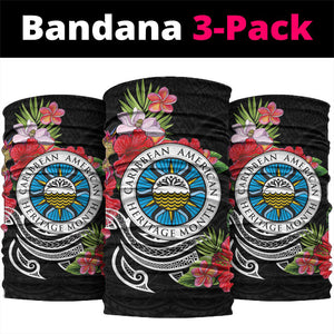 Caribbean American Heritage Month Neck Gaiter Tropical Hibiscus Flower Tribal Tattoo