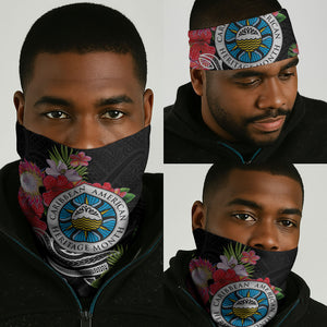 Caribbean American Heritage Month Neck Gaiter Tropical Hibiscus Flower Tribal Tattoo