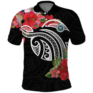 Caribbean American Heritage Month Polo Shirt Tropical Hibiscus Flower Tribal Tattoo