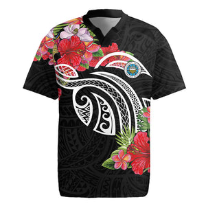 Caribbean American Heritage Month Rugby Jersey Tropical Hibiscus Flower Tribal Tattoo
