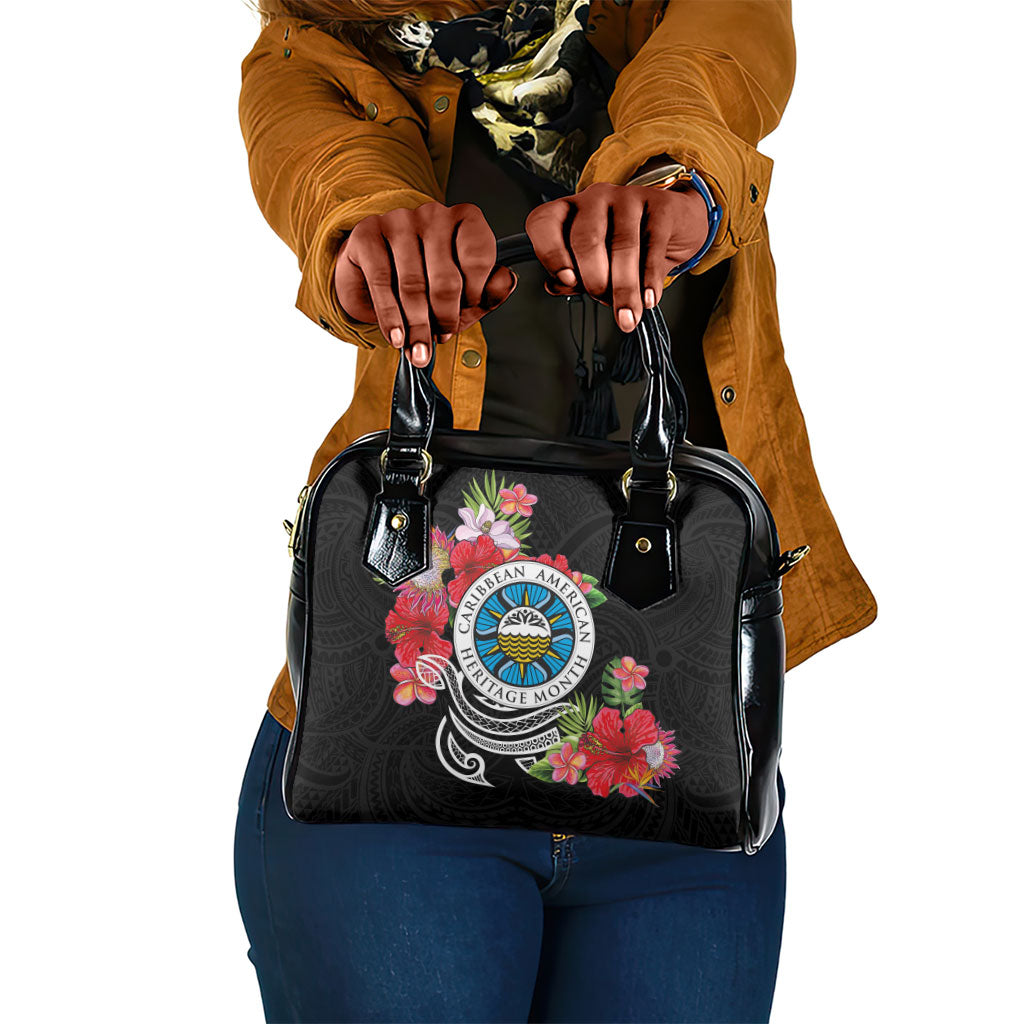 Caribbean American Heritage Month Shoulder Handbag Tropical Hibiscus Flower Tribal Tattoo