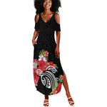 Caribbean American Heritage Month Summer Maxi Dress Tropical Hibiscus Flower Tribal Tattoo
