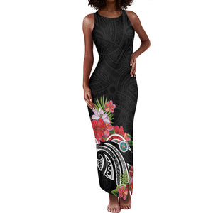 Caribbean American Heritage Month Tank Maxi Dress Tropical Hibiscus Flower Tribal Tattoo
