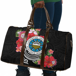 Caribbean American Heritage Month Travel Bag Tropical Hibiscus Flower Tribal Tattoo