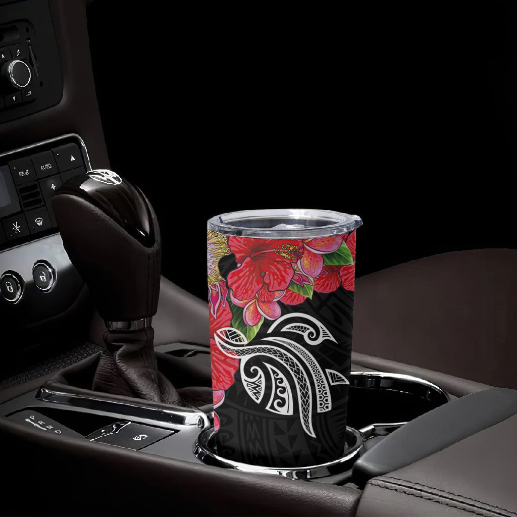 Caribbean American Heritage Month Tumbler Cup Tropical Hibiscus Flower Tribal Tattoo