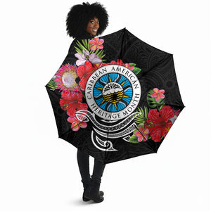 Caribbean American Heritage Month Umbrella Tropical Hibiscus Flower Tribal Tattoo