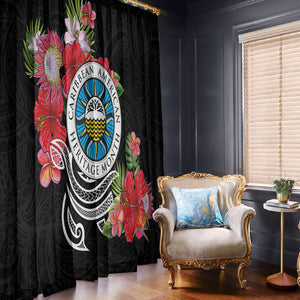 Caribbean American Heritage Month Window Curtain Tropical Hibiscus Flower Tribal Tattoo