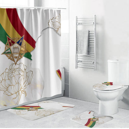 Order Of The Eastern Star Bathroom Set OES Elegant Floral Line Art Fraternal Symbolism