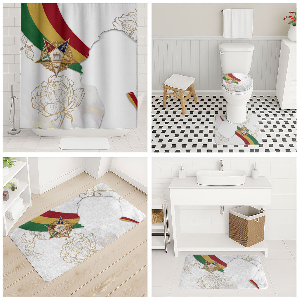 Order Of The Eastern Star Bathroom Set OES Elegant Floral Line Art Fraternal Symbolism