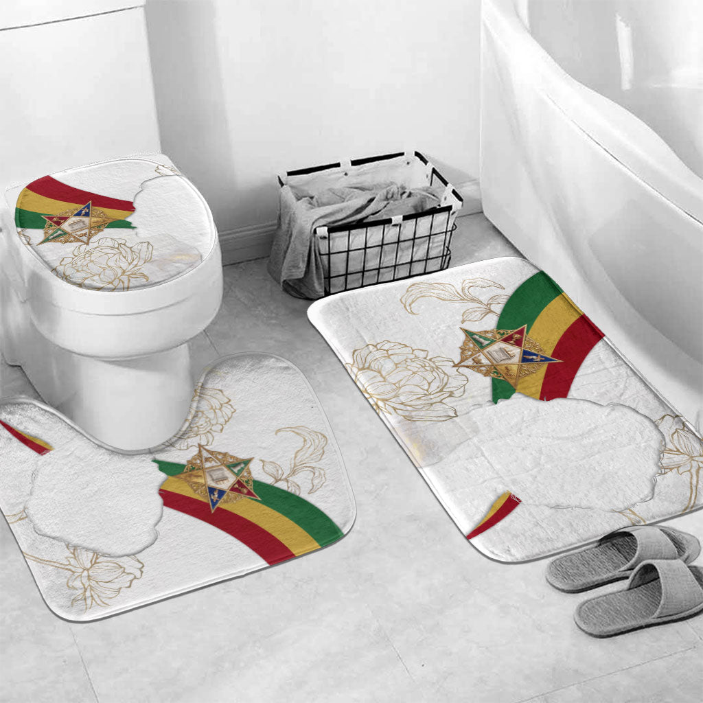 Order Of The Eastern Star Bathroom Set OES Elegant Floral Line Art Fraternal Symbolism