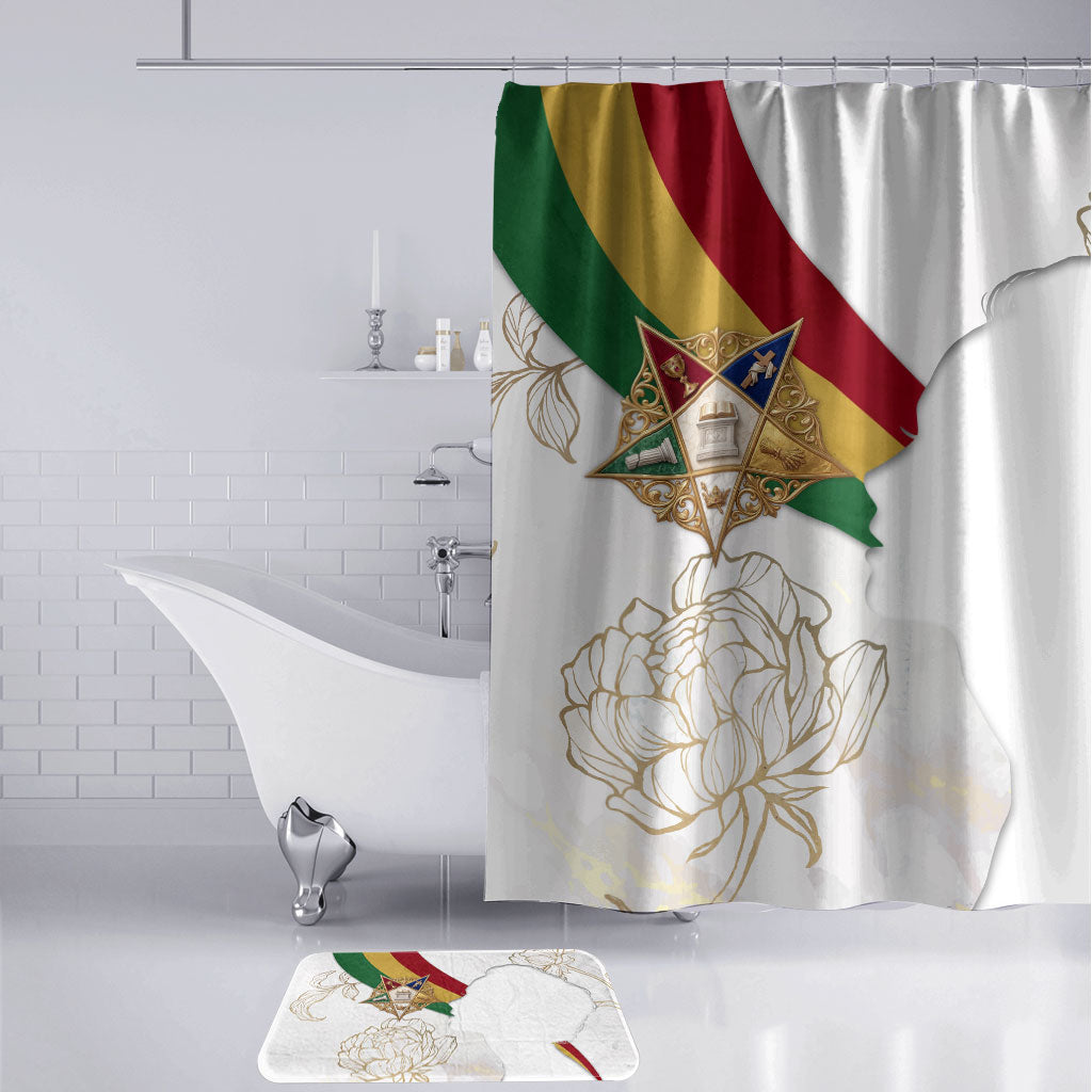 Order Of The Eastern Star Bathroom Set OES Elegant Floral Line Art Fraternal Symbolism