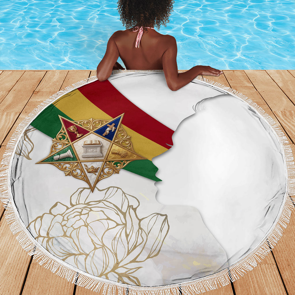 Order Of The Eastern Star Beach Blanket OES Elegant Floral Line Art Fraternal Symbolism
