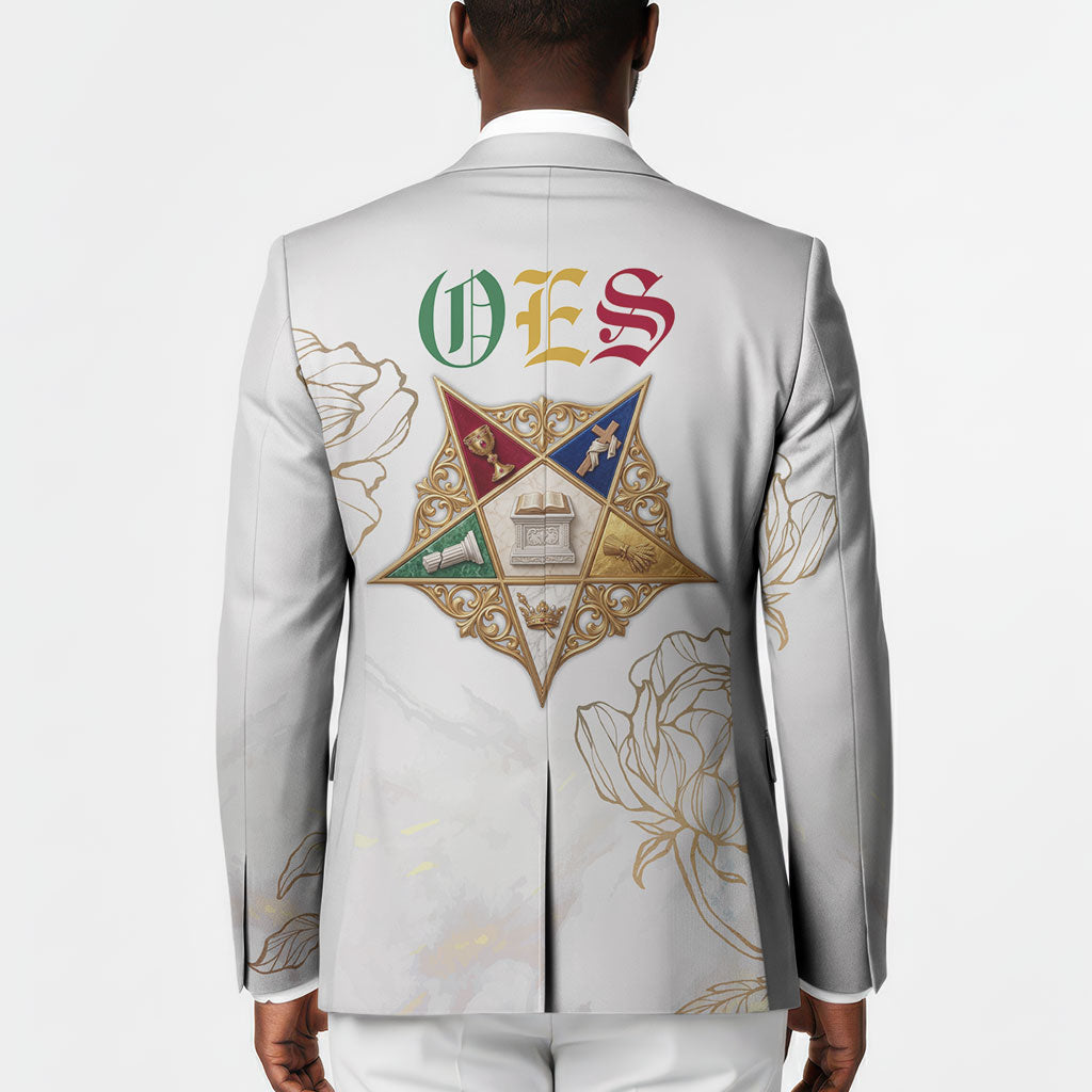 Order Of The Eastern Star Blazer OES Elegant Floral Line Art Fraternal Symbolism