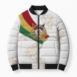 Order Of The Eastern Star Bomber Puffer Jacket OES Elegant Floral Line Art Fraternal Symbolism