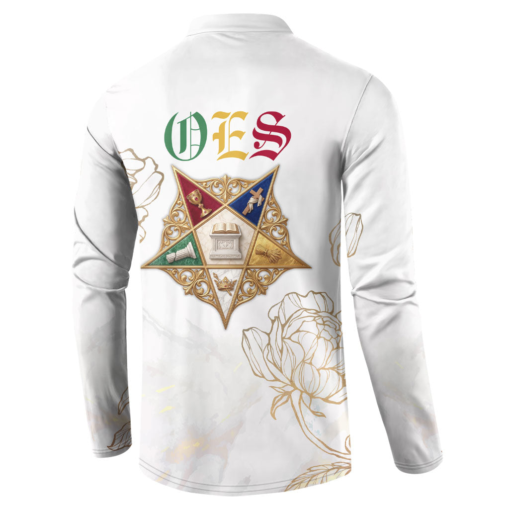 Order Of The Eastern Star Button Sweatshirt OES Elegant Floral Line Art Fraternal Symbolism