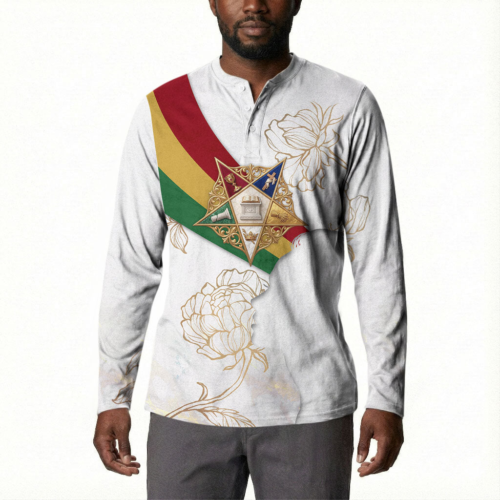 Order Of The Eastern Star Button Sweatshirt OES Elegant Floral Line Art Fraternal Symbolism