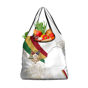 Order Of The Eastern Star Grocery Bag OES Elegant Floral Line Art Fraternal Symbolism