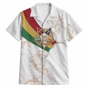 Order Of The Eastern Star Hawaiian Shirt OES Elegant Floral Line Art Fraternal Symbolism