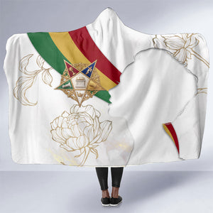 Order Of The Eastern Star Hooded Blanket OES Elegant Floral Line Art Fraternal Symbolism