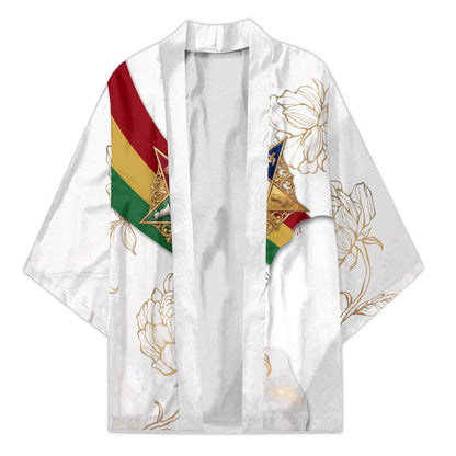Order Of The Eastern Star Kimono OES Elegant Floral Line Art Fraternal Symbolism