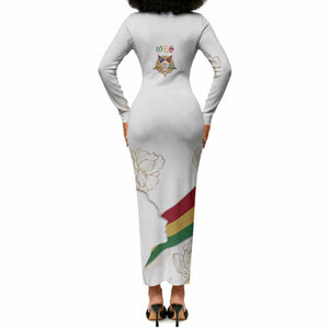 Order Of The Eastern Star Long Sleeve Bodycon Dress OES Elegant Floral Line Art Fraternal Symbolism