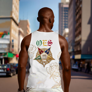 Order Of The Eastern Star Men Tank Top OES Elegant Floral Line Art Fraternal Symbolism