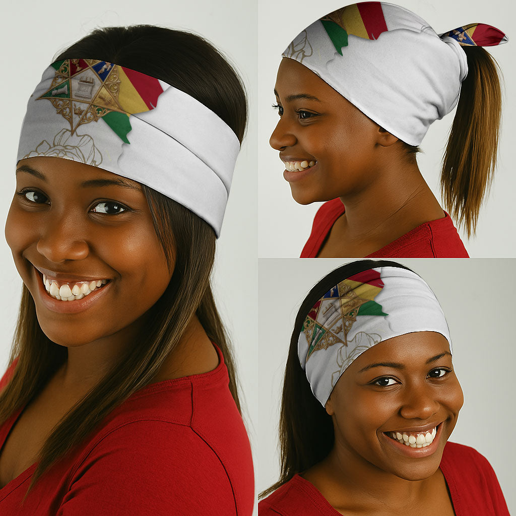 Order Of The Eastern Star Neck Gaiter OES Elegant Floral Line Art Fraternal Symbolism