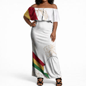 Order Of The Eastern Star Off Shoulder Maxi Dress OES Elegant Floral Line Art Fraternal Symbolism