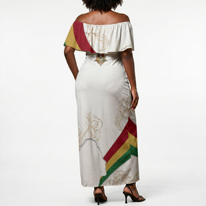 Order Of The Eastern Star Off Shoulder Maxi Dress OES Elegant Floral Line Art Fraternal Symbolism