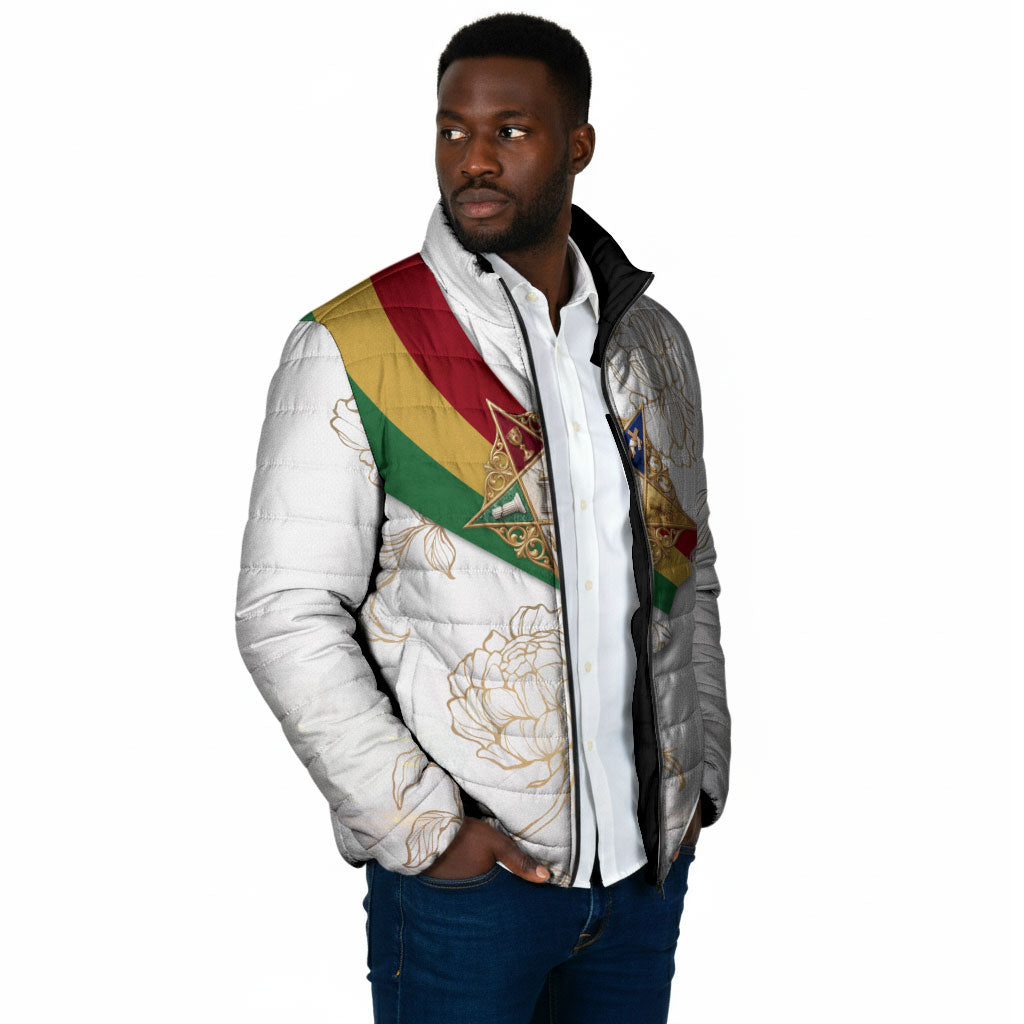 Order Of The Eastern Star Padded Jacket OES Elegant Floral Line Art Fraternal Symbolism