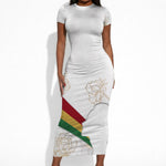 Order Of The Eastern Star Short Sleeve Bodycon Dress OES Elegant Floral Line Art Fraternal Symbolism