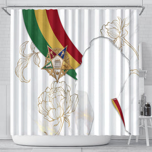 Order Of The Eastern Star Shower Curtain OES Elegant Floral Line Art Fraternal Symbolism