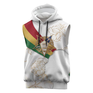 Order Of The Eastern Star Sleeveless Hoodie OES Elegant Floral Line Art Fraternal Symbolism