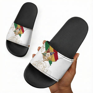 Order Of The Eastern Star Slide Sandals OES Elegant Floral Line Art Fraternal Symbolism