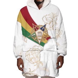 Order Of The Eastern Star Wearable Blanket Hoodie OES Elegant Floral Line Art Fraternal Symbolism