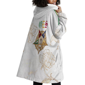 Order Of The Eastern Star Wearable Blanket Hoodie OES Elegant Floral Line Art Fraternal Symbolism