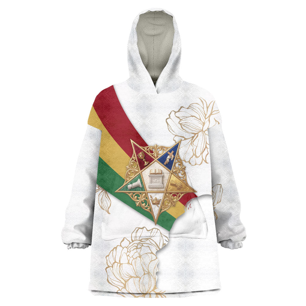 Order Of The Eastern Star Wearable Blanket Hoodie OES Elegant Floral Line Art Fraternal Symbolism