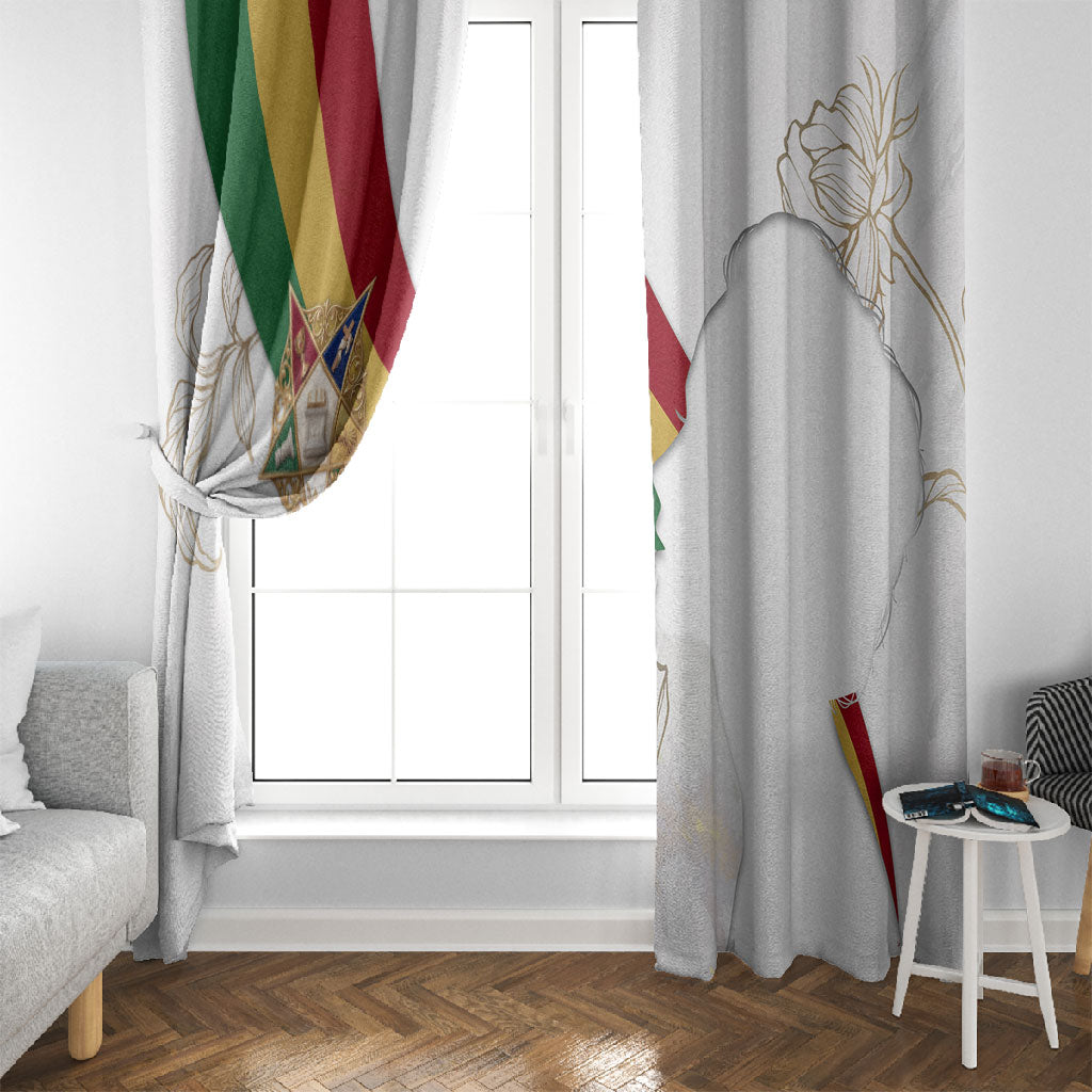 Order Of The Eastern Star Window Curtain OES Elegant Floral Line Art Fraternal Symbolism