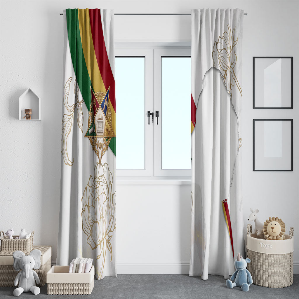 Order Of The Eastern Star Window Curtain OES Elegant Floral Line Art Fraternal Symbolism